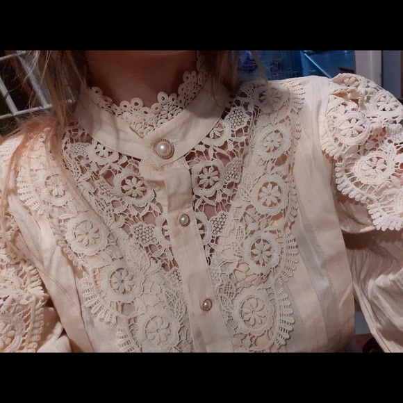 Lace blouse floral womens clothing long sleeve - Picture 10 of 14